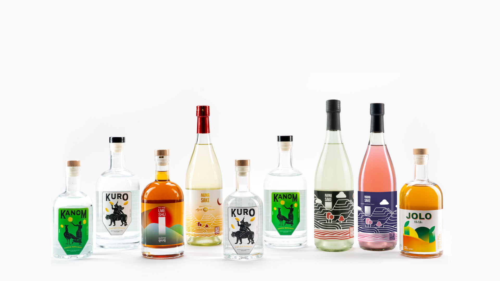 SEII beverage collection — full bottle lineup