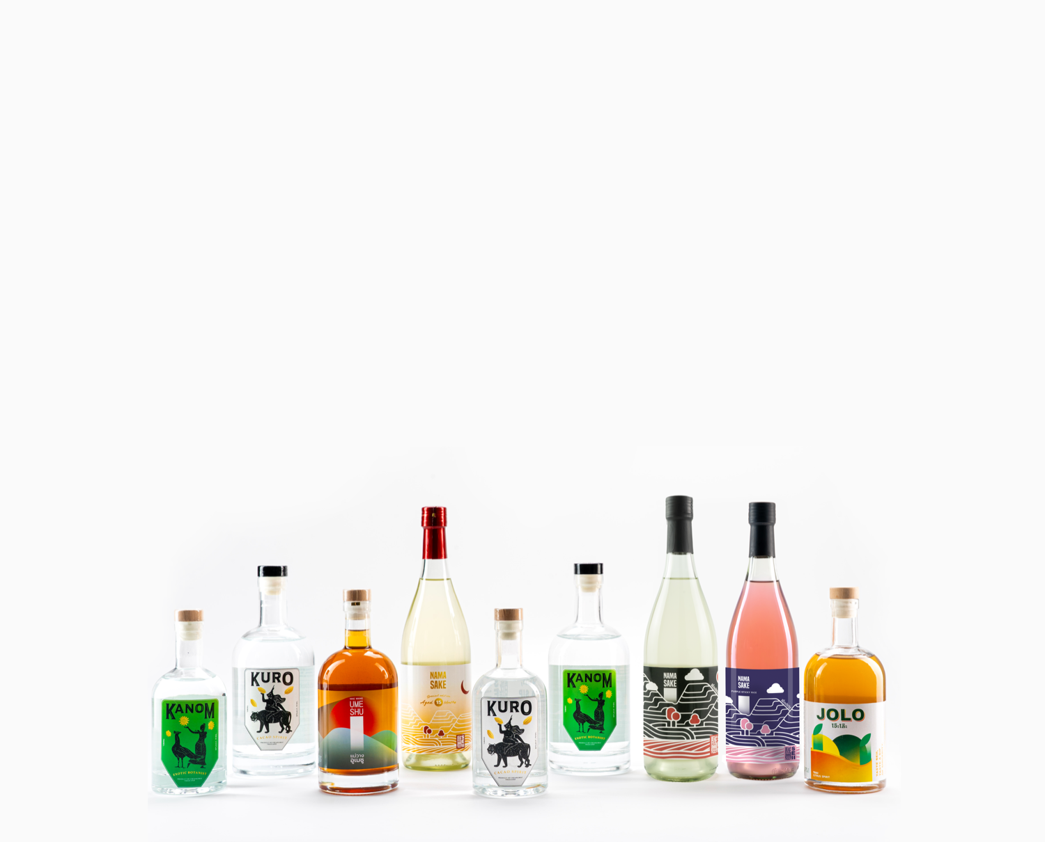 SEII beverage collection — full bottle lineup