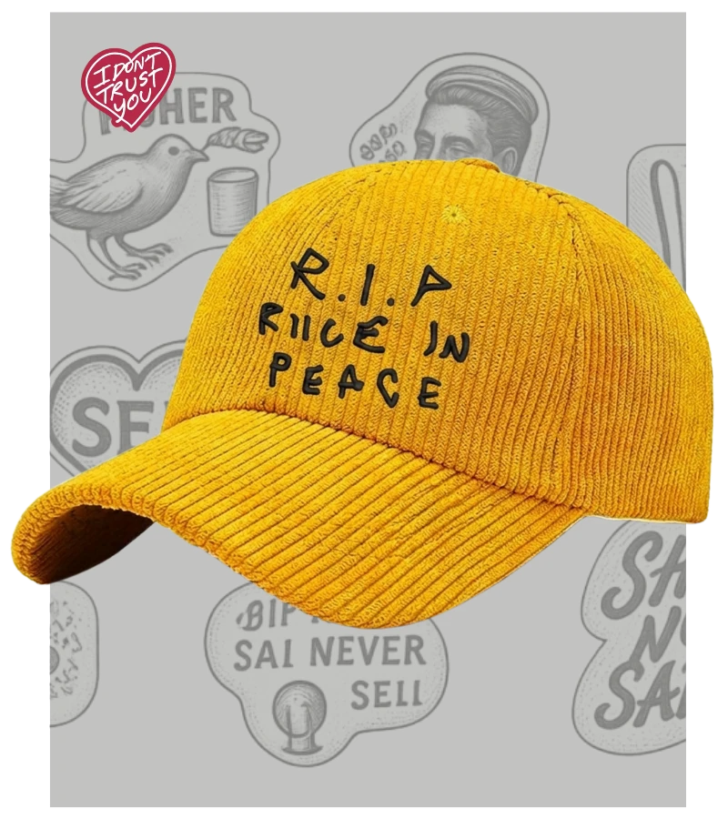 Corduroy Cap Riice In Peace Yellow SEII