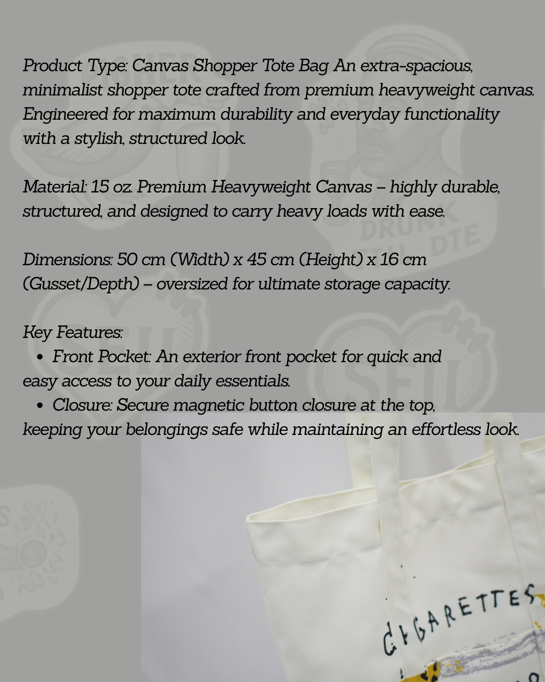 Tote Bag Cigarettes After Sip Natural SEII view 6